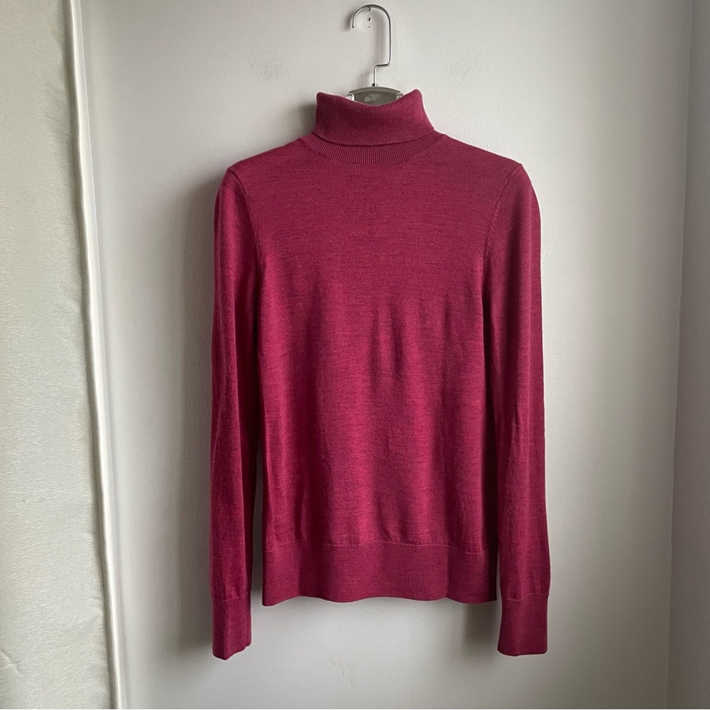 100% Wool Turtle Neck Knit-Pink&Purple-Sandra Angeluzzi-Size M